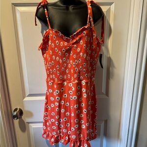 No Boundaries Orange Daisy Smocked Dress – Size XXL (19)
